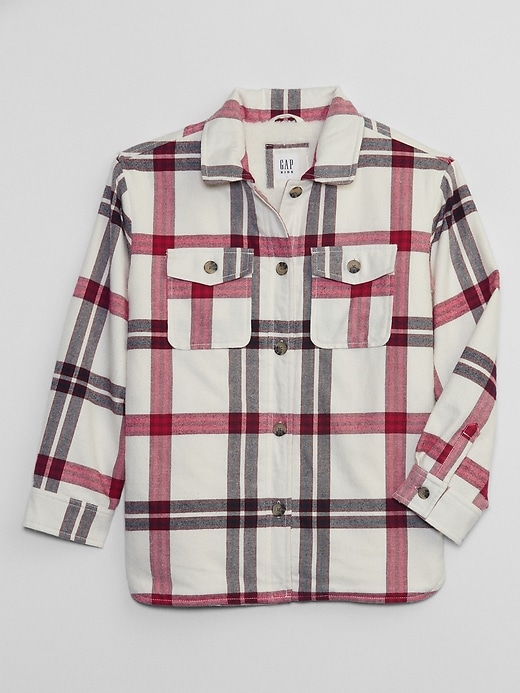 View large product image 1 of 2. Kids Plaid Sherpa Shirt Jacket