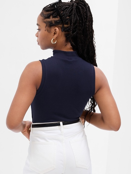 Image number 7 showing, Fitted Sleeveless Mockneck T-Shirt