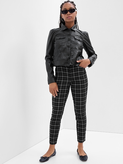 Image number 1 showing, Mid Rise Plaid Skinny Ankle Pants in Bi-Stretch
