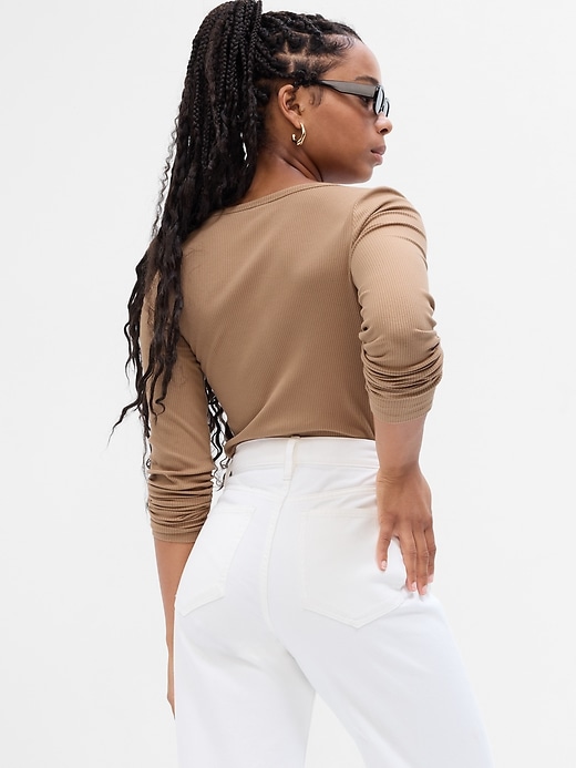 Image number 7 showing, Ribbed Henley T-Shirt