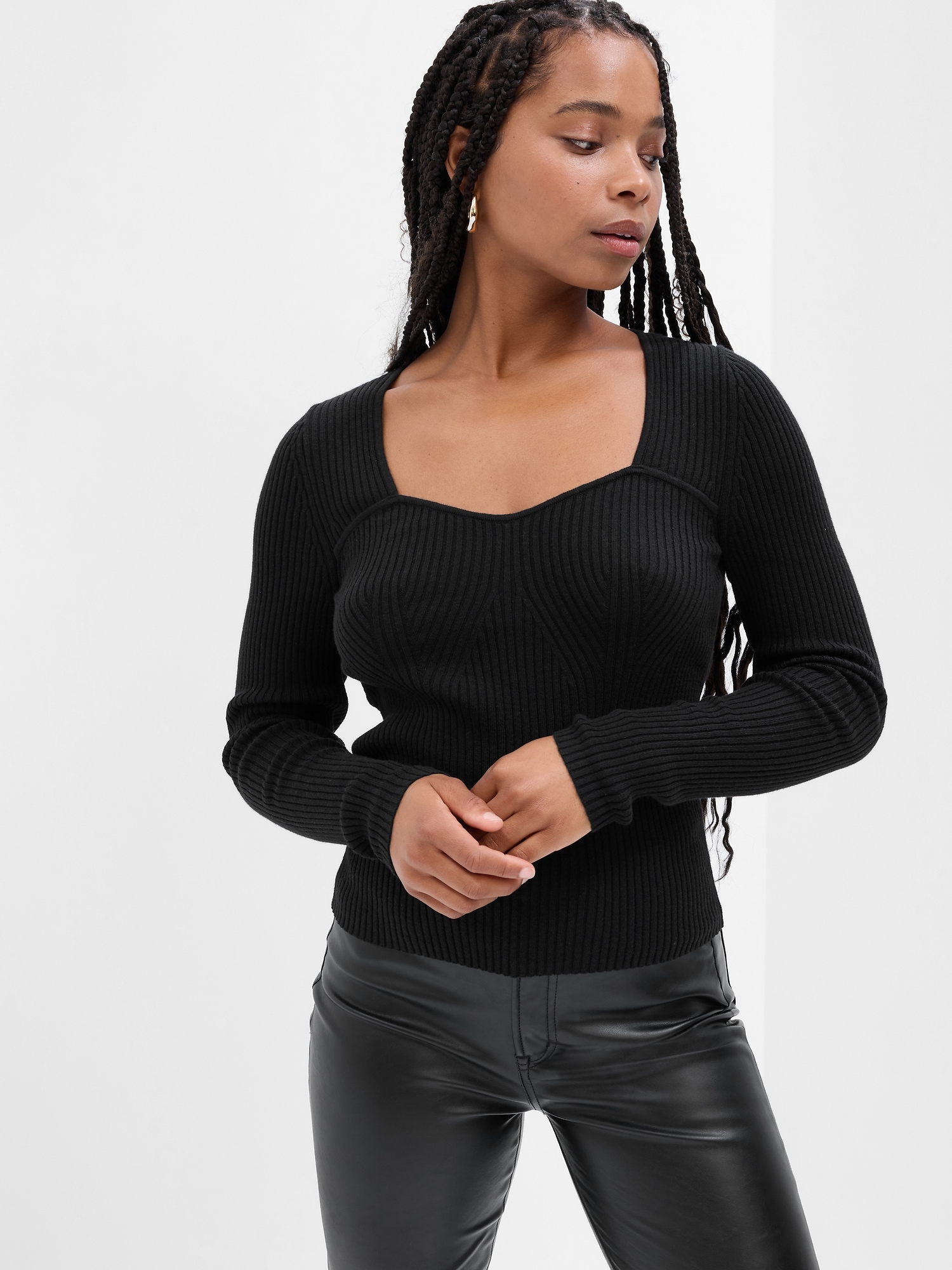 Ribbed Sweetheart Sweater