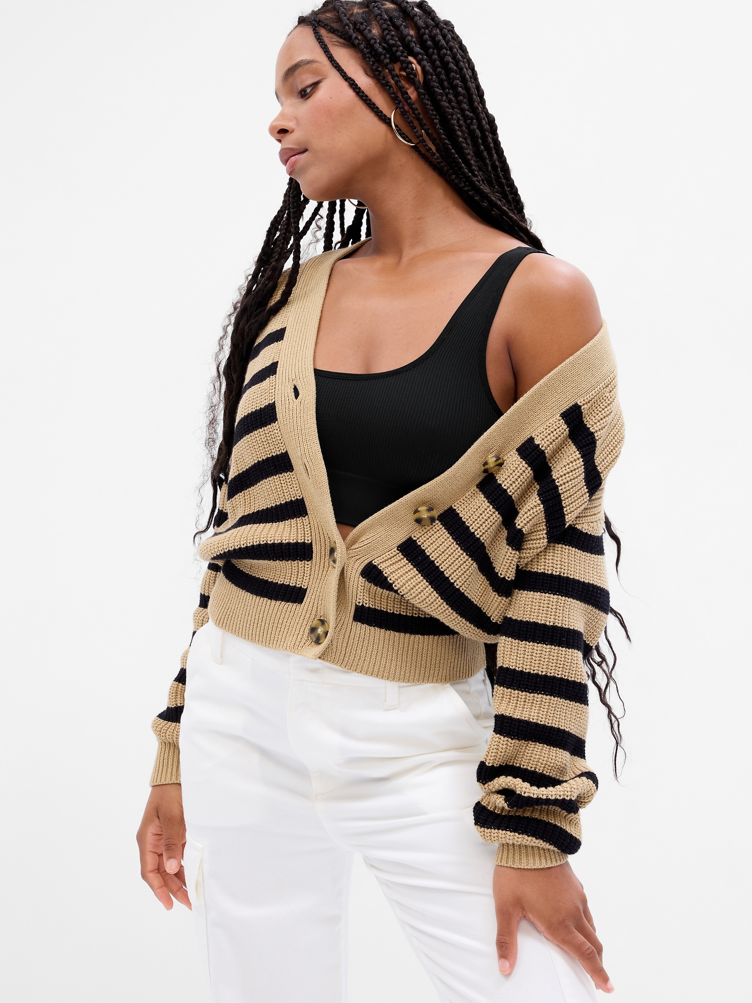 Stripe V-Neck Cardigan