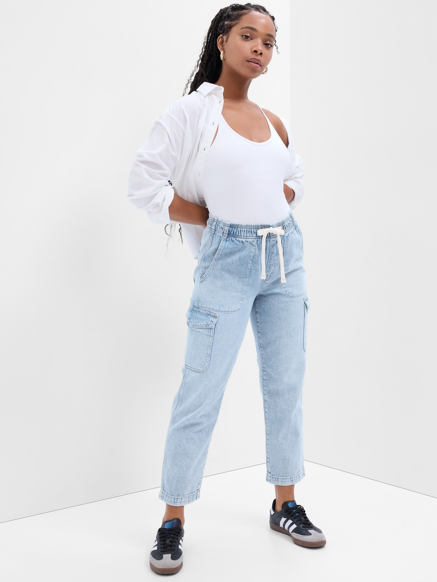 Mid Rise Easy Cargo Jeans