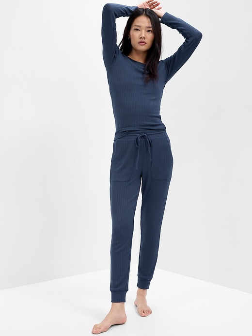 Image number 1 showing, Ribbed Pointelle PJ Leggings