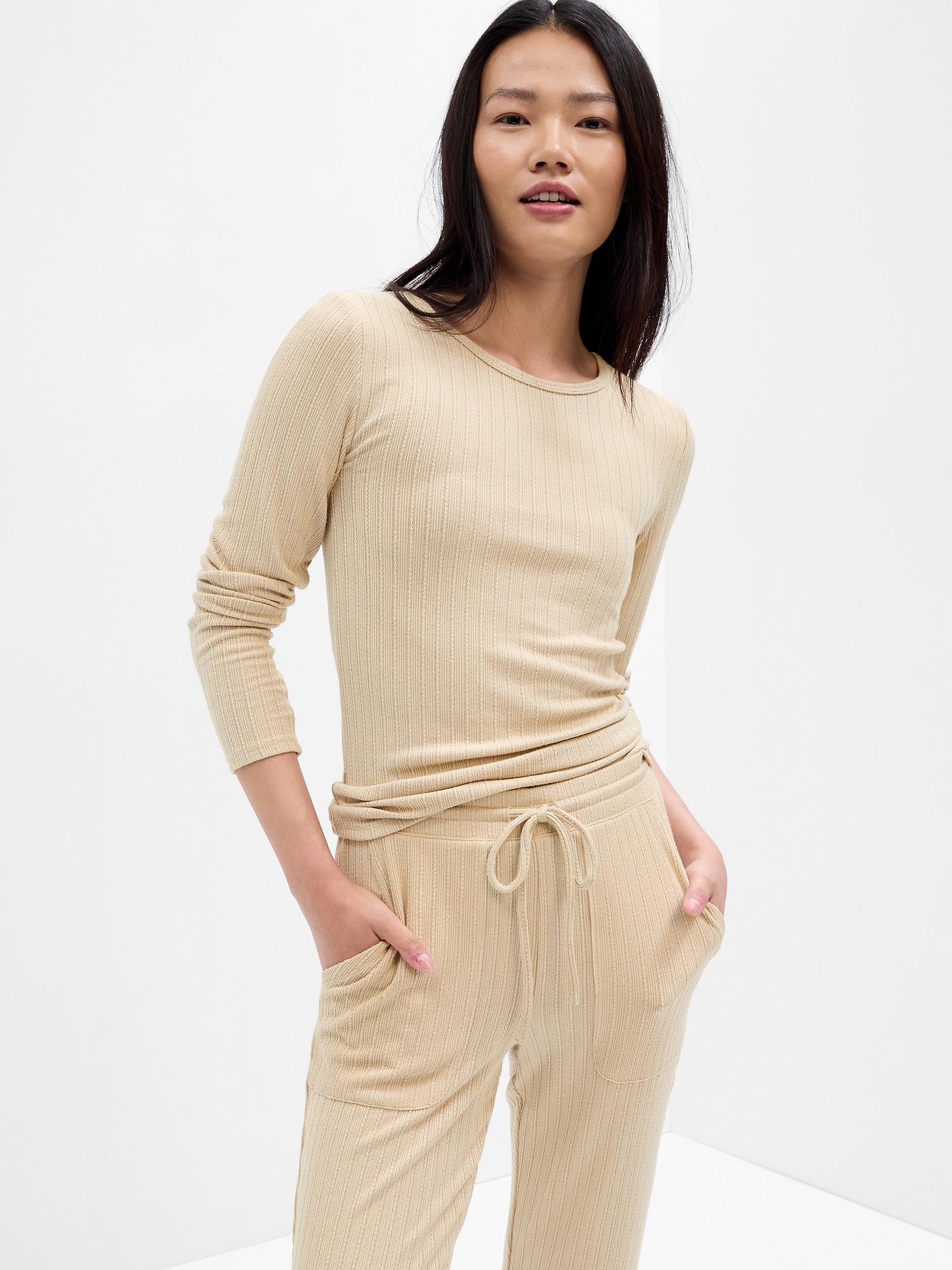 Ribbed Pointelle PJ Top