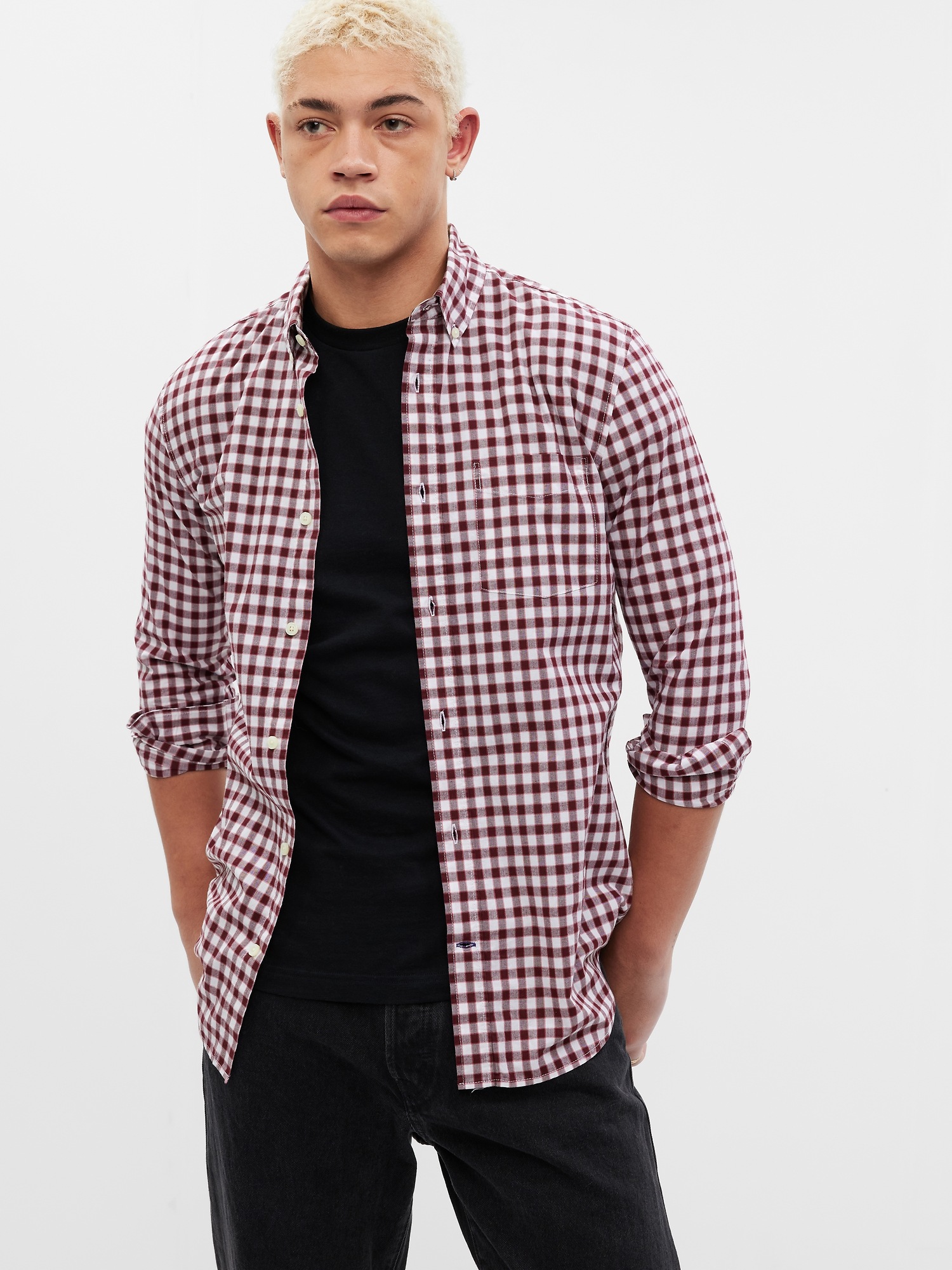 Stretch Poplin Shirt in Slim Fit