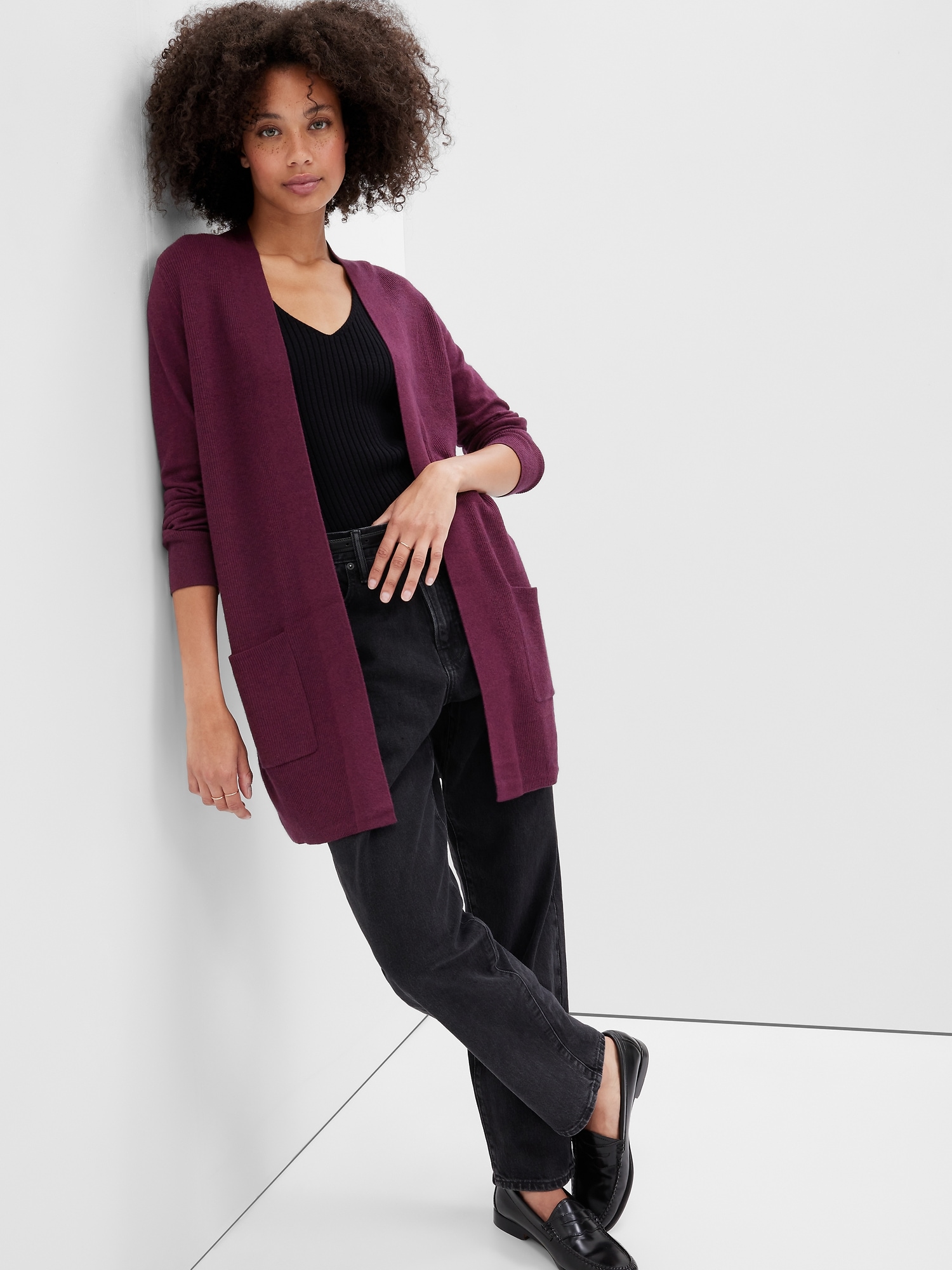 Long Open-Front Cardigan