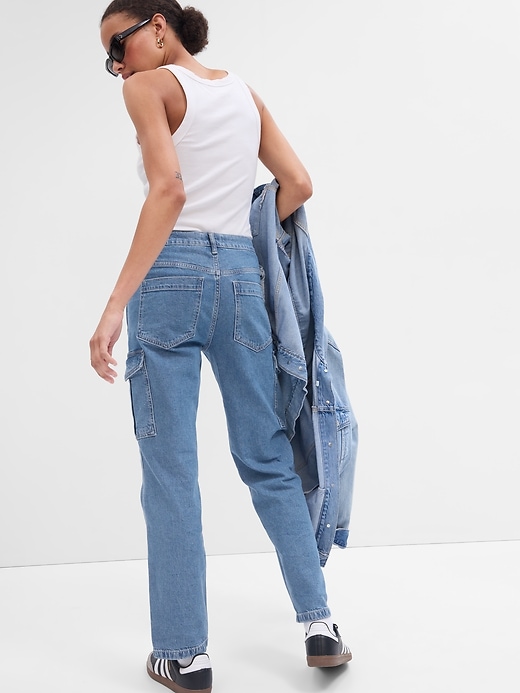Image number 2 showing, Mid Rise '90s Loose Cargo Jeans with Washwell