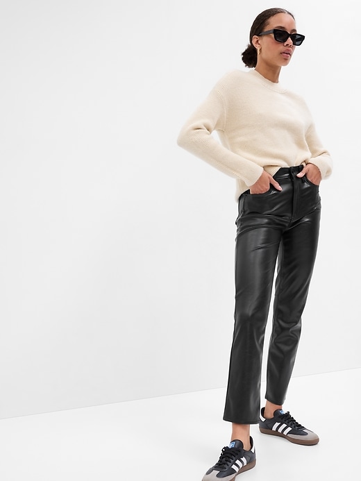 Image number 1 showing, High Rise Vintage Slim Vegan-Leather Pants