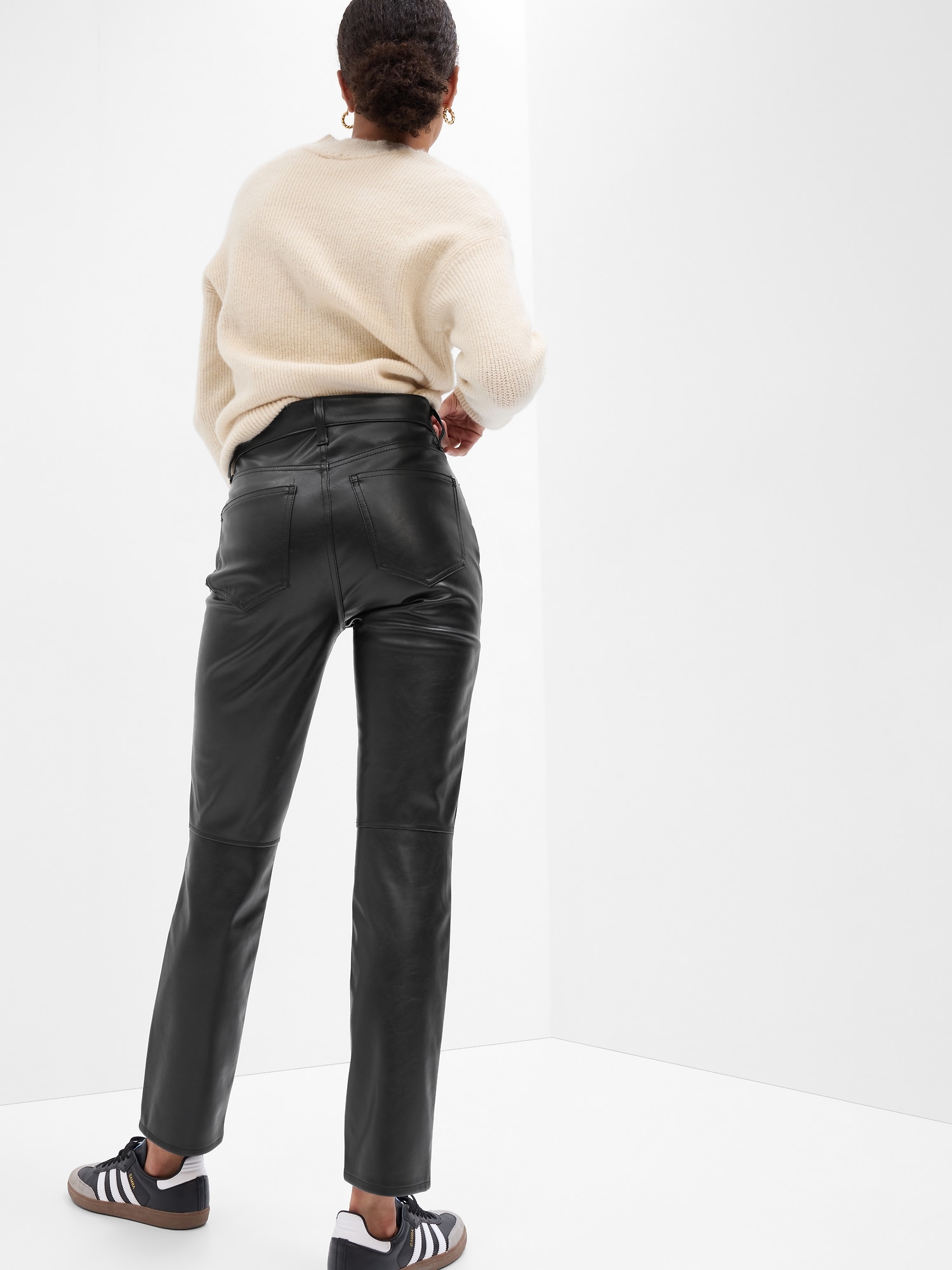 High Rise Vintage Slim Vegan-Leather Pants | Gap Factory