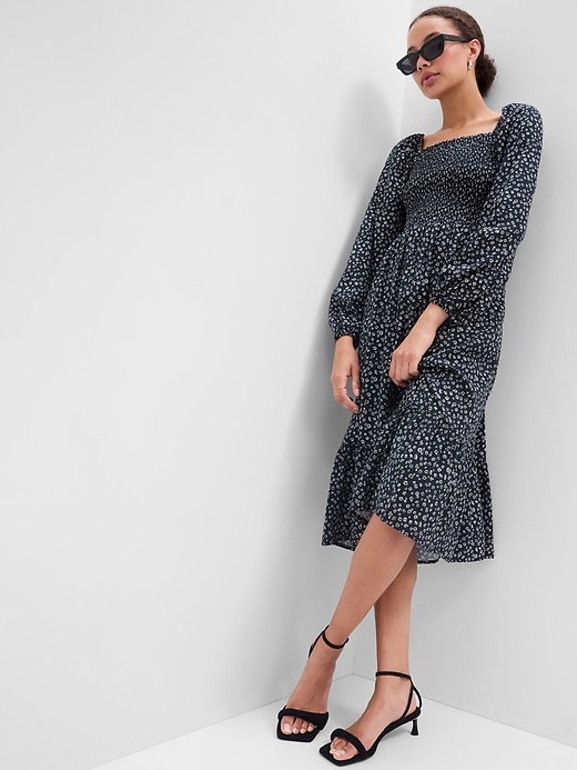 Image number 1 showing, Print Squareneck Midi Dress