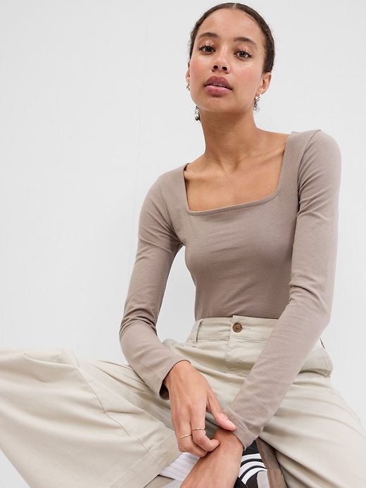 Image number 1 showing, Fitted Squareneck Bodysuit