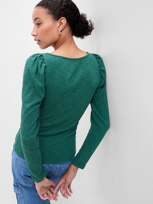 Image number 2 showing, Ribbed Sweetheart Puff Sleeve T-Shirt