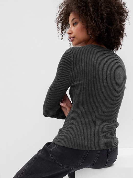 Image number 2 showing, Ribbed Sweetheart Sweater