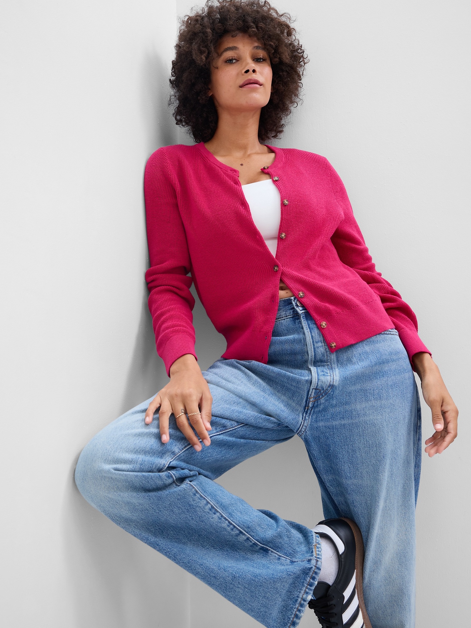 Ribbed Crewneck Cardigan