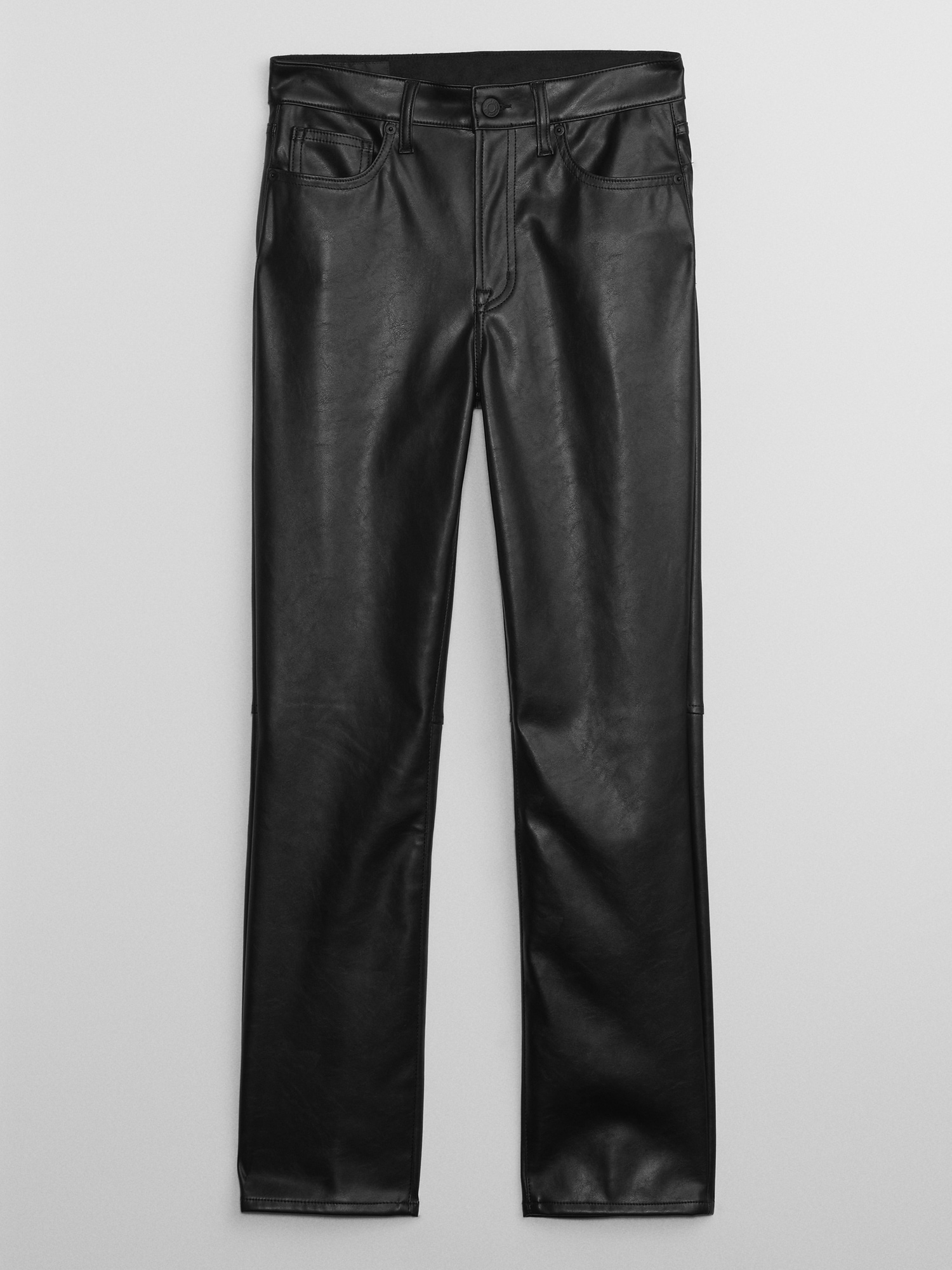 High Rise Vegan Leather Vintage Slim Pants