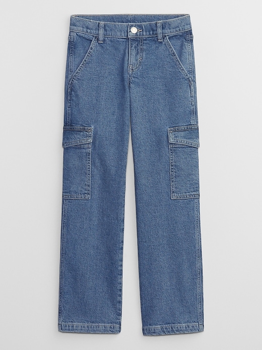 View large product image 1 of 3. Kids High Rise Cargo Jeans with Washwell