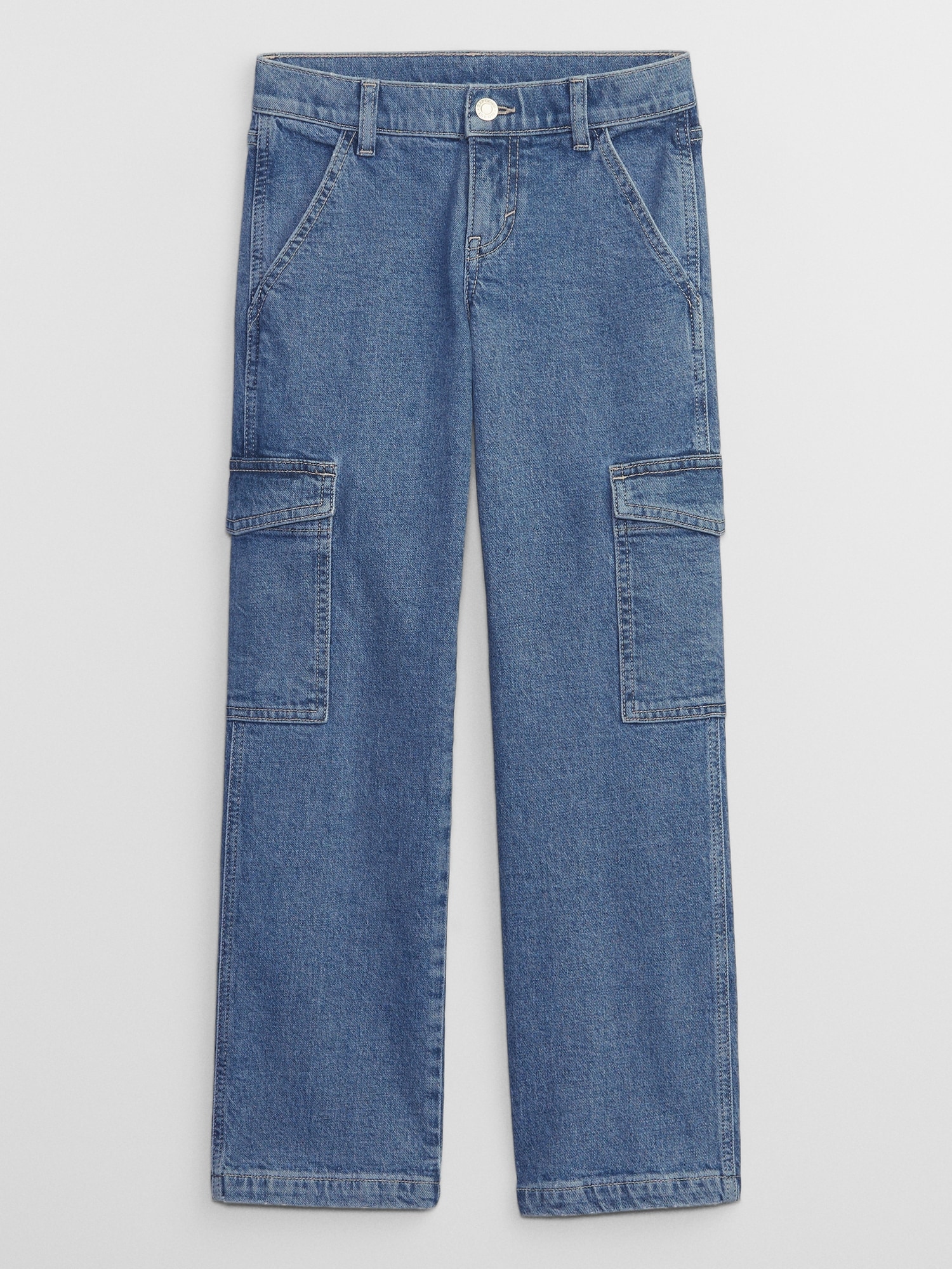 Kids High Rise Cargo Jeans