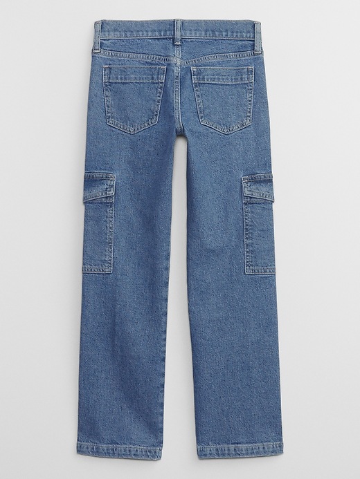 View large product image 2 of 3. Kids High Rise Cargo Jeans with Washwell