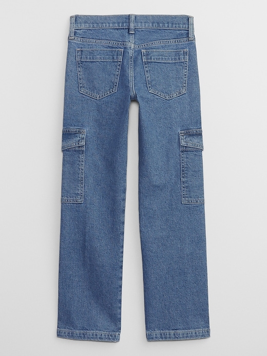 View large product image 2 of 3. Kids High Rise Cargo Jeans with Washwell