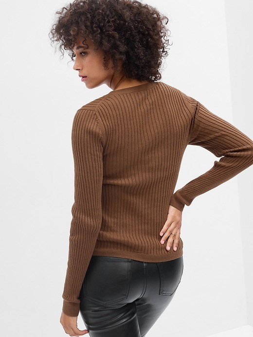 Image number 4 showing, Ribbed V-Neck Cardigan