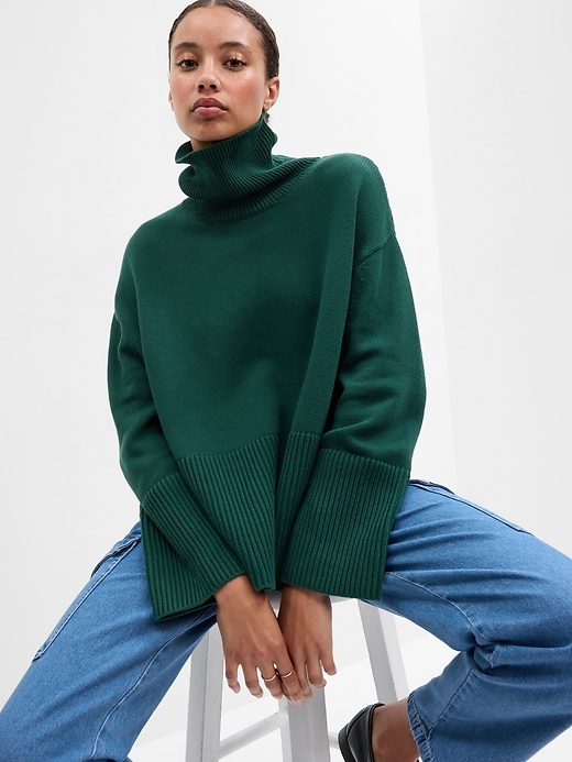 Image number 7 showing, 24/7 Split-Hem Turtleneck Sweater