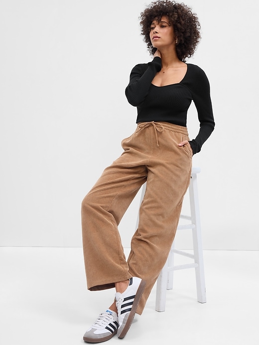 Image number 1 showing, Mid Rise Easy Wide-Leg Corduroy Pants