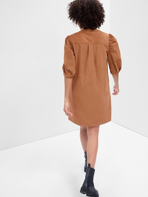 View large product image 2 of 3. Corduroy Puff Sleeve Mini Dress