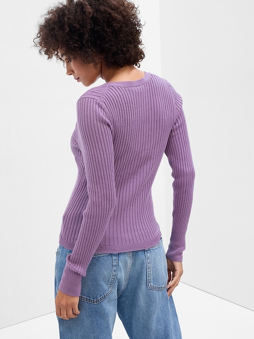 Image number 2 showing, Ribbed V-Neck Cardigan