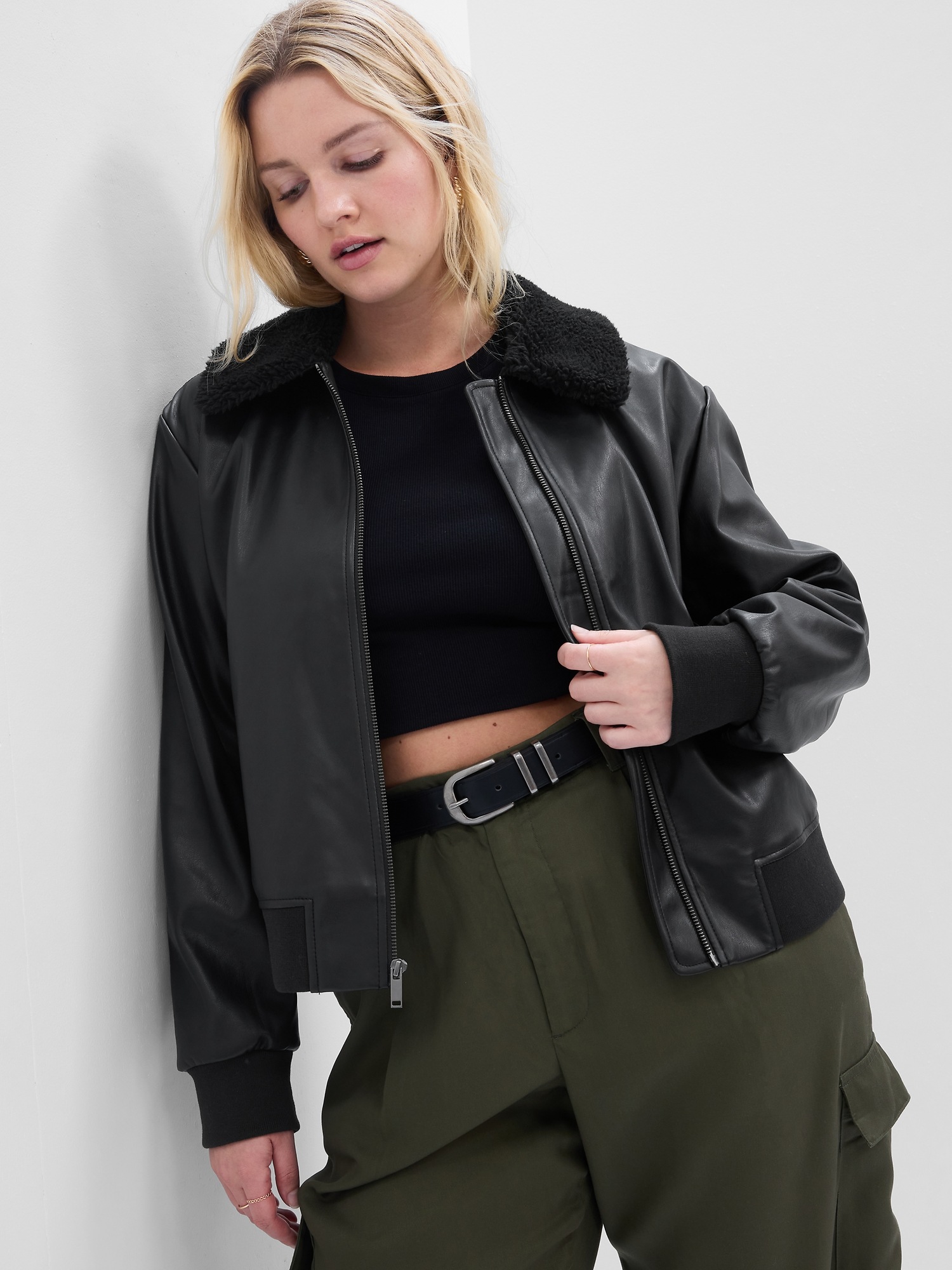 Faux-Leather Bomber Jacket | Gap Factory