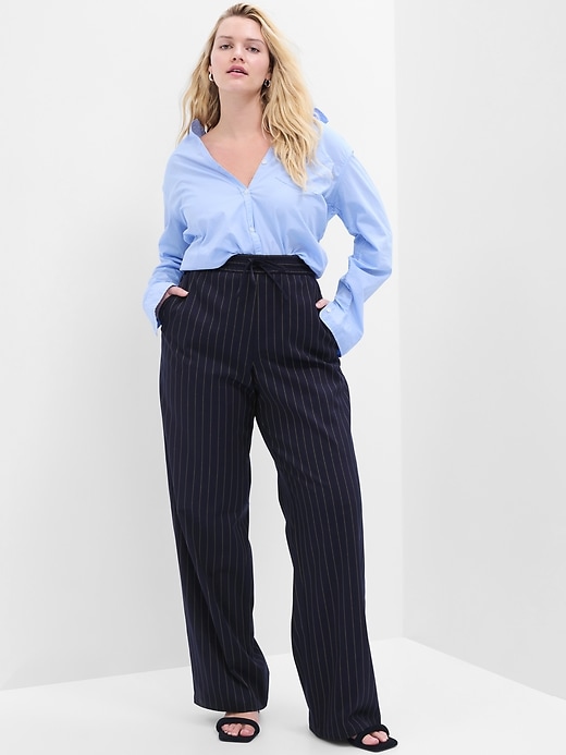 Image number 3 showing, Mid Rise Easy Wide-Leg Twill Pants