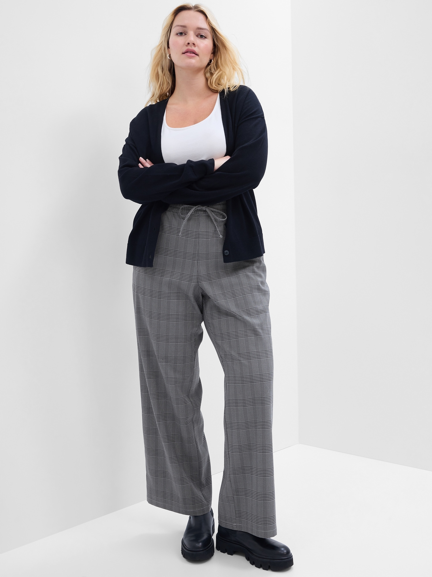 Wide-leg Twill Pants