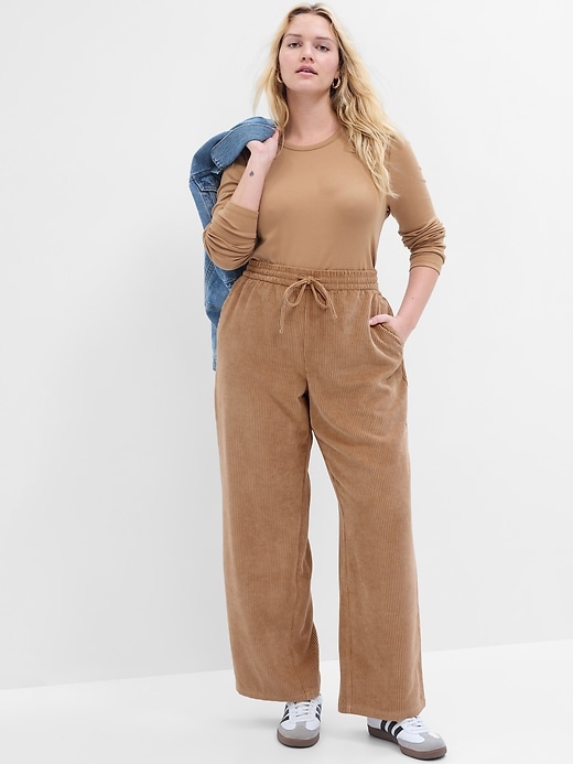 Image number 3 showing, Mid Rise Easy Wide-Leg Corduroy Pants