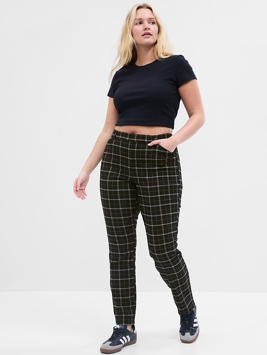 Image number 3 showing, Mid Rise Plaid Skinny Ankle Pants in Bi-Stretch