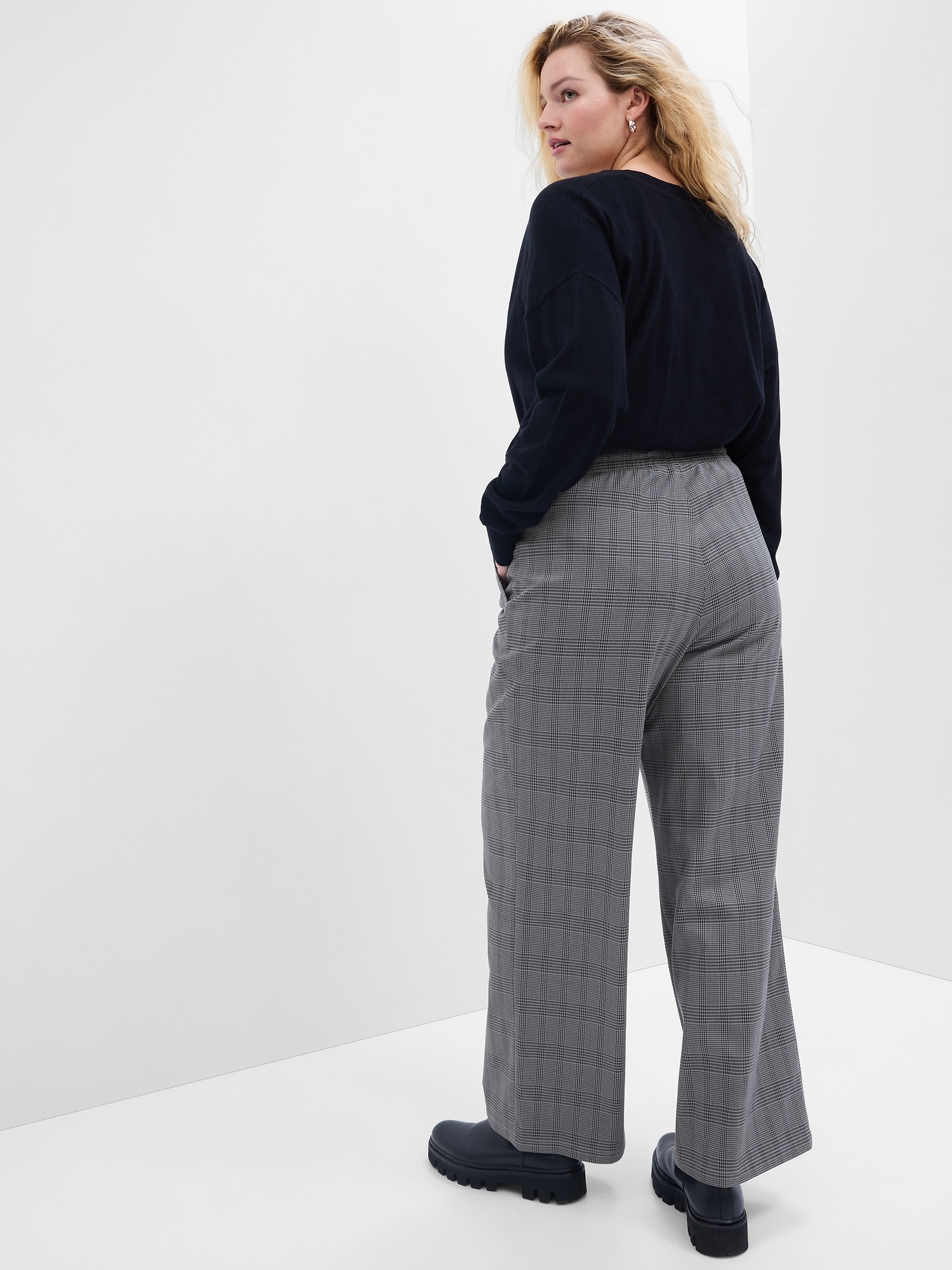 Mid Rise Easy Wide-Leg Twill Pants