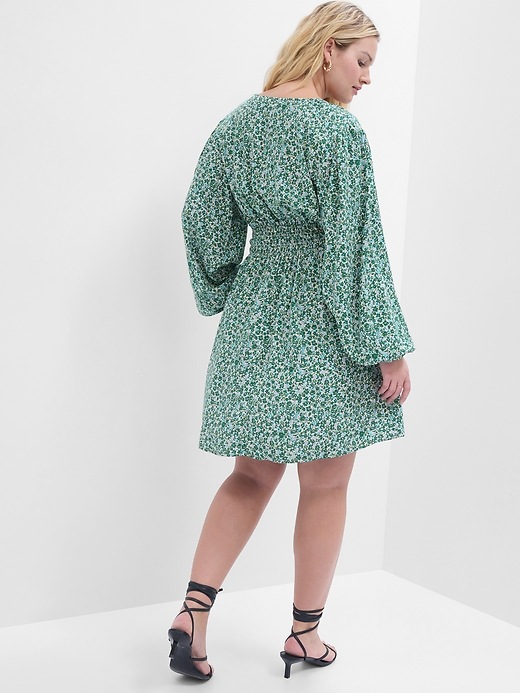 Image number 4 showing, Print Smocked V-Neck Mini Dress