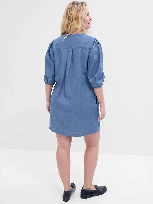 Image number 4 showing, Puff Sleeve Denim Mini Dress