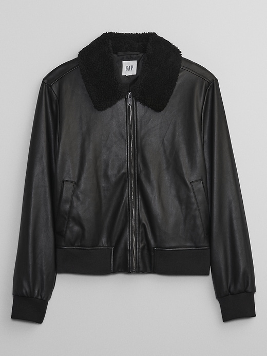 Vegan-Leather Bomber Jacket Gap Factory