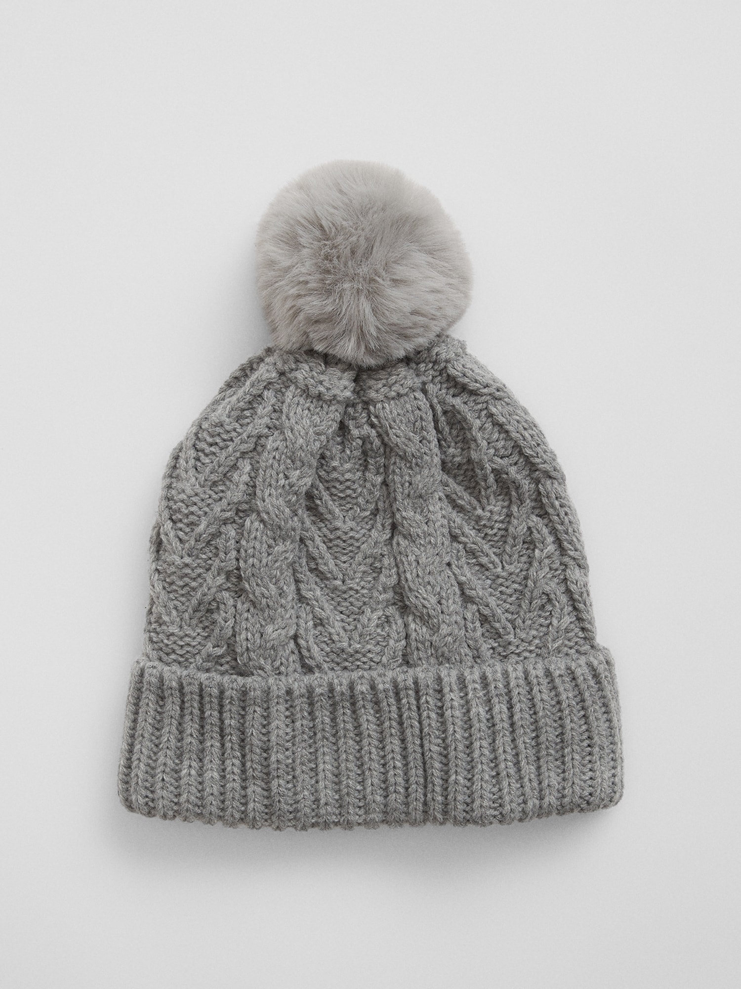 Kids Cable-Knit Poof Beanie
