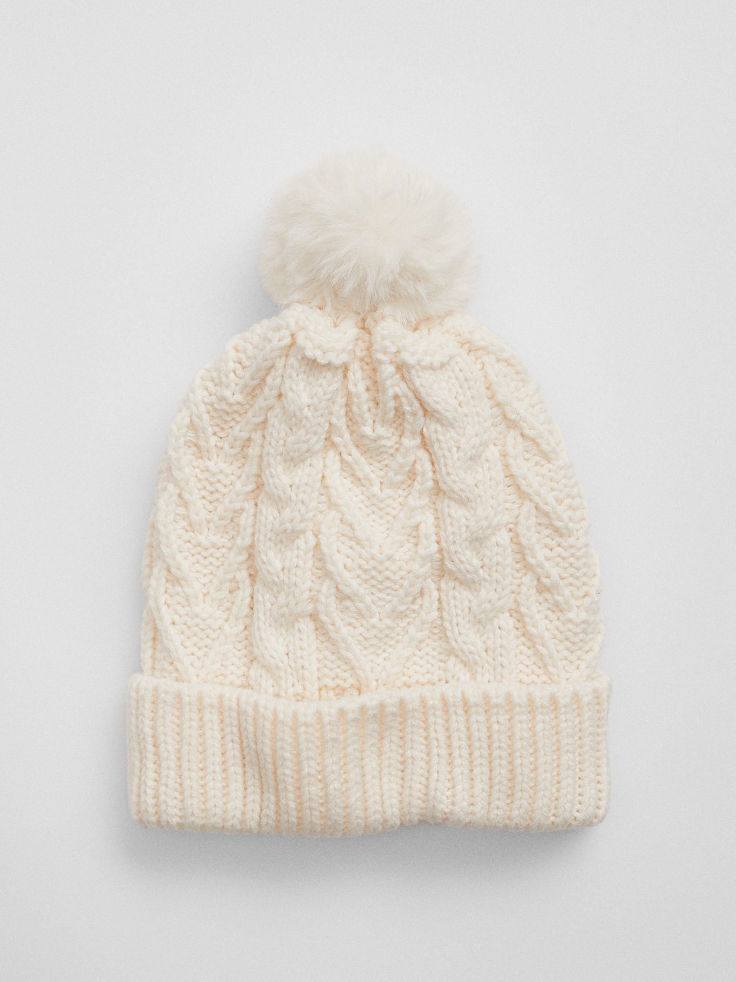 Kids Cable-Knit Poof Beanie