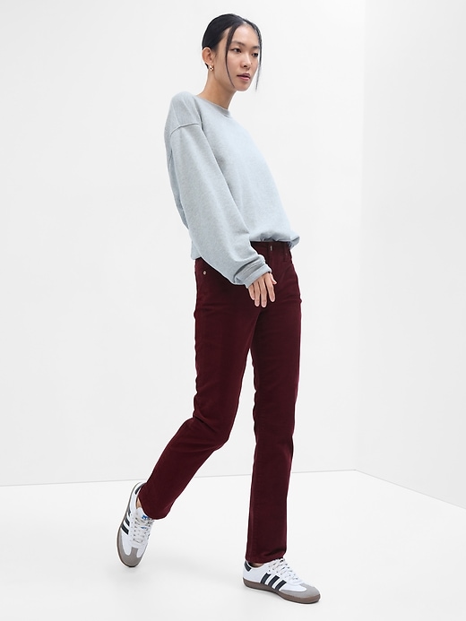 Image number 1 showing, Mid Rise Classic Straight Corduroy Pants with Washwell