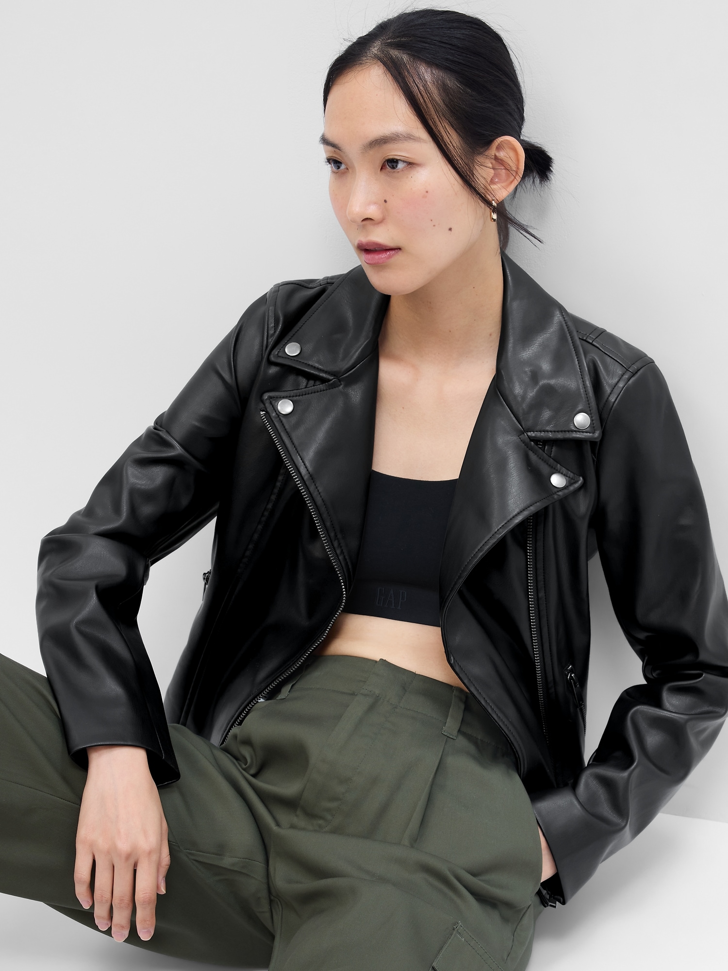 Black Faux Leather Moto Jacket