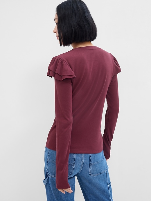 Image number 2 showing, Ribbed Ruffle T-Shirt