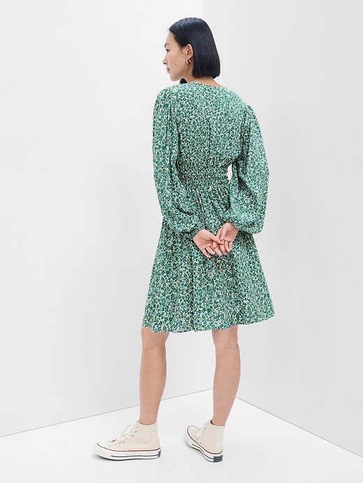 Image number 2 showing, Print Smocked V-Neck Mini Dress