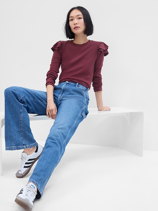 Image number 10 showing, Ribbed Ruffle T-Shirt