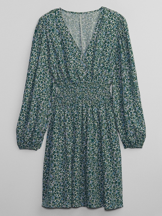 Image number 5 showing, Print Smocked V-Neck Mini Dress