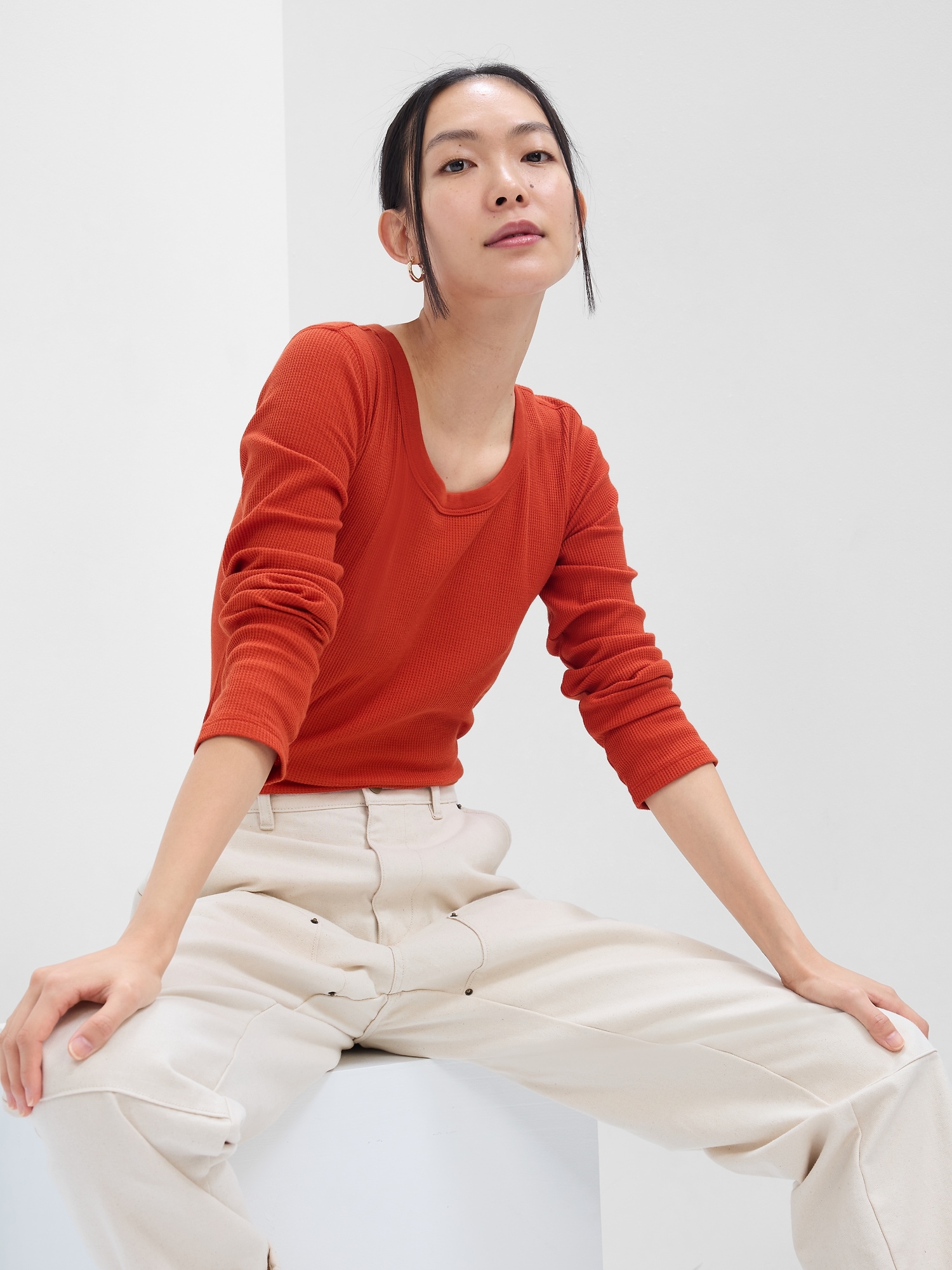 WaffleKnit Crewneck TShirt Gap Factory