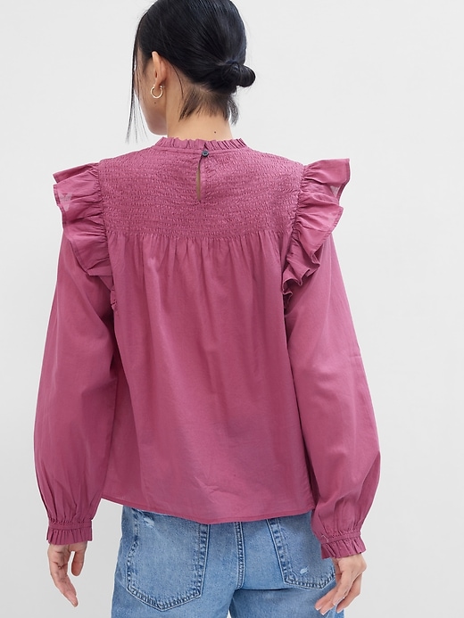 Image number 3 showing, Relaxed Smocked High Neck Top
