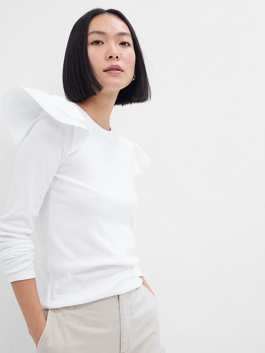 Image number 9 showing, Ribbed Ruffle T-Shirt