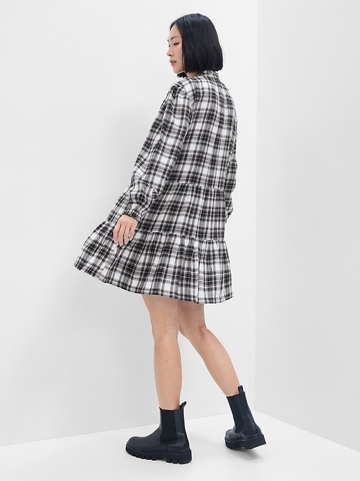 Image number 3 showing, Relaxed Tiered Flannel Shirt Dress
